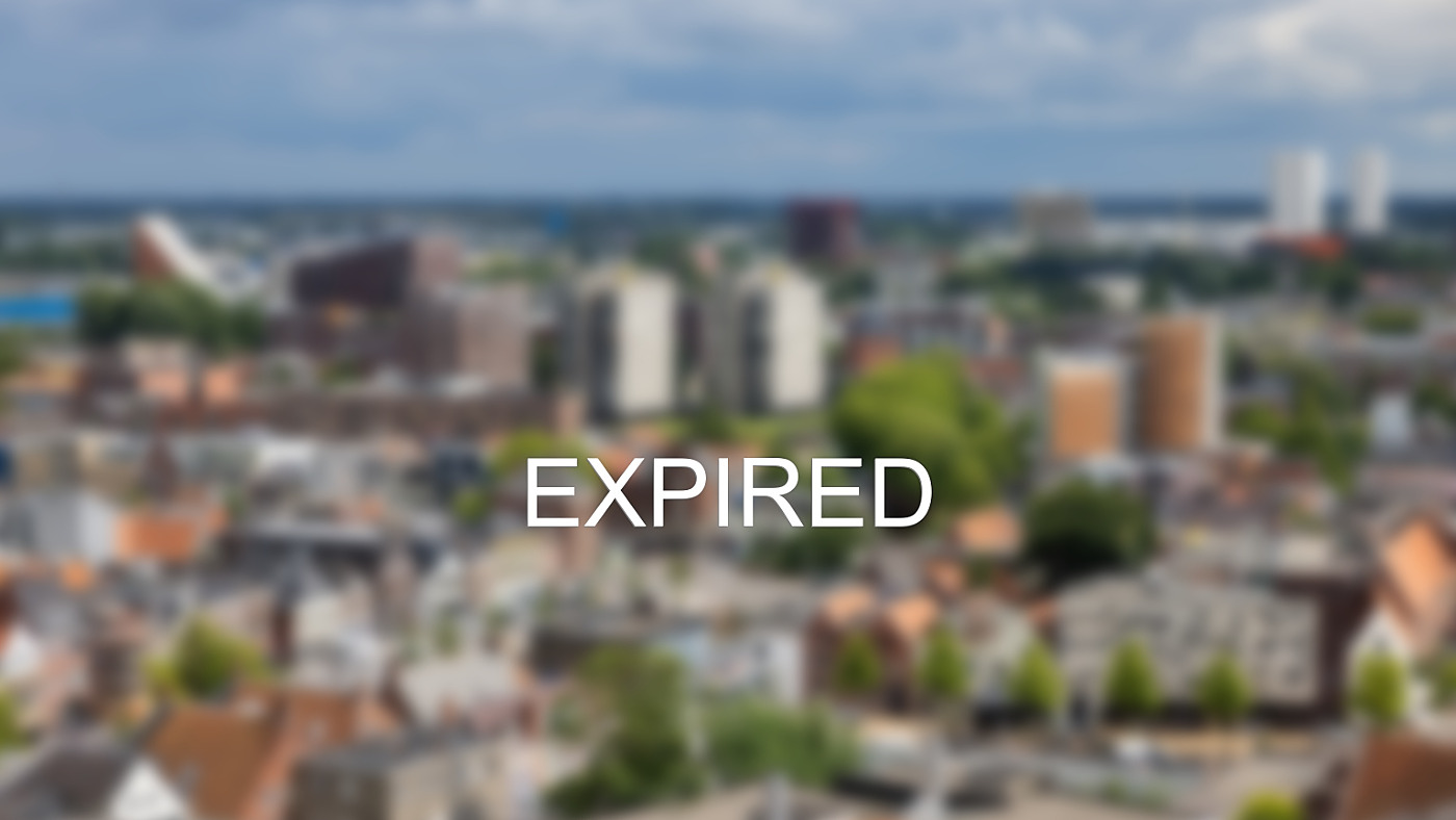 Skyline with aerial view rooftops and modern buildings residential area downtown Dutch medieval city Groningen